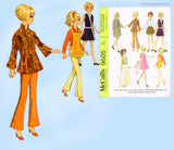 1960s Vintage McCalls Sewing Pattern 9605 11 1/2 Boho Barbie Doll Clothes Set