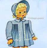 1940s Vintage McCall Sewing Pattern 964 Cute Baby Girls Heirloom Coat & Bonnet Sz1