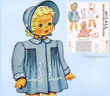 1940s Vintage McCall Sewing Pattern 964 Cute Baby Girls Heirloom Coat & Bonnet Sz1