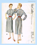 McCall 9745: 1950s Uncut Misses Shirtwaist Dress Sz 34 B Vintage Sewing Pattern