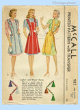 McCall 987: 1940s Misses WWII Farm Kitchen Apron Sz 40-42 B Vintage Sewing Pattern