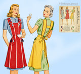 McCall 987: 1940s Misses WWII Farm Kitchen Apron Sz 40-42 B Vintage Sewing Pattern