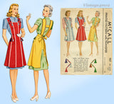 McCall 987: 1940s Misses WWII Farm Kitchen Apron Sz 40-42 B Vintage Sewing Pattern