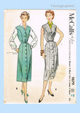McCall 9879: 1950s Charming Uncut Misses Street Dress Size 38 B Vintage Sewing Pattern