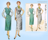 McCall 9879: 1950s Charming Uncut Misses Street Dress Size 38 B Vintage Sewing Pattern