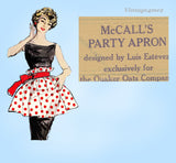 1950s Vintage McCall Sewing Pattern Quaker Oats Party Apron Fits All Luis Estevez
