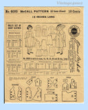 1910s Vintage McCall Sewing Pattern 8090 18 Inch Little Girl Doll Clothes Set