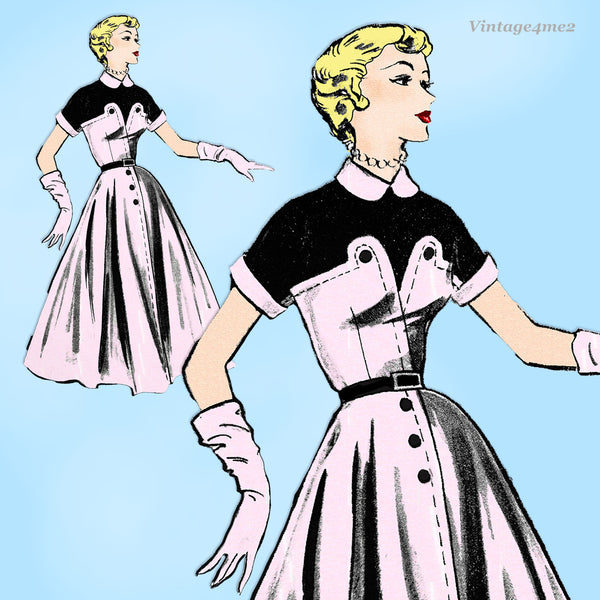 1950s Modes Royale Vintage Sewing Pattern D-102 Misses Street Dress Sz 32 Bust