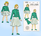 1940s Vintage New York Sewing Pattern 1000 Uncut Little Girls Suit Size 12