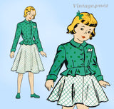 1940s Vintage New York Sewing Pattern 1000 Uncut Little Girls Suit Size 12