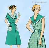 1950s Vintage New York Sewing Pattern 1081 Uncut Misses Wrap Around Brunch Coat 36B