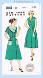 1950s Vintage New York Sewing Pattern 1081 Uncut Misses Wrap Around Brunch Coat 36B