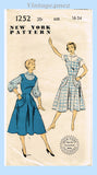 1950s Vintage New York Sewing Pattern 1252 Uncut Misses Jumper Dress Sz 34 Bust