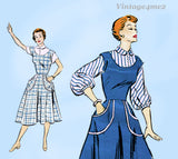 1950s Vintage New York Sewing Pattern 1252 Uncut Misses Jumper Dress Sz 34 Bust