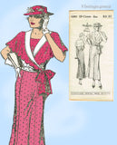 New York 1291: 1930s Uncut Misses Wrap Dress Sz 36 Bust Vintage Sewing Pattern