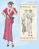 New York 1291: 1930s Uncut Misses Wrap Dress Sz 36 Bust Vintage Sewing Pattern