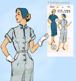 1950s Vintage New York Sewing Pattern 1337 Uncut Misses Slender Dress Sz 37 Bust