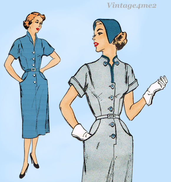 1940s Vintage New York Sewing Pattern 1337 Uncut Misses Slender Dress Sz 37 Bust