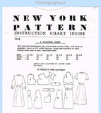 1950s Vintage New York Sewing Pattern 1338 Uncut Misses Shirtwaist Dress Sz 37 Bust