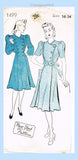 1940s Vintage New York Sewing Pattern 1499 Uncut Misses WWII Dress Sz 34 B