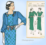 New York 1565: 1930s Uncut Misses Dress & Jacket Sz 34 B Vintage Sewing Pattern