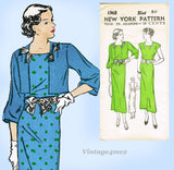 New York 1565: 1930s Uncut Misses Dress & Jacket Sz 40 B Vintage Sewing Pattern