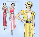New York 1568: 1930s Uncut Misses Sun Dress & Jacket 34 B Vintage Sewing Pattern