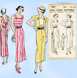New York 1568: 1930s Uncut Misses Sun Dress & Jacket 32 B Vintage Sewing Pattern
