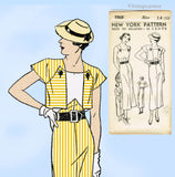New York 1568: 1930s Uncut Misses Sun Dress & Jacket 32 B Vintage Sewing Pattern