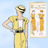New York 1568: 1930s Uncut Misses Sun Dress & Jacket 34 B Vintage Sewing Pattern