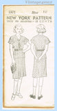 1930s Vintage New York Sewing Pattern 1571 Uncut Girls 2 Piece Dress
