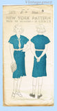 1930s Vintage New York Sewing Pattern 1571 Uncut Girls 2 Piece Dress
