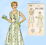 1950s Vintage New York Sewing Pattern 1595 Uncut Misses Sun Dress & Topper 34 B