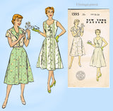 1950s Vintage New York Sewing Pattern 1595 Uncut Misses Sun Dress & Topper 34 B