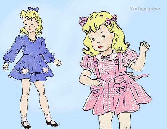 New York 1700: 1940s Cute Toddler Girls Dress Size 4 Vintage Sewing Pattern