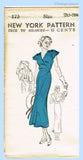 New York 173: 1930s Uncut Misses Sun Back Dress 38 B Vintage Sewing Pattern