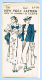 New York 186: 1930s Uncut Misses Dress & Jacket Sz 36 B Vintage Sewing Pattern