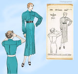 New York 193: 1930s Classic Uncut Misses Street Dress 34 B Vintage Sewing Pattern