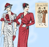 New York 195: 1930s Uncut Misses Street Dress Sz 34 B Vintage Sewing Pattern