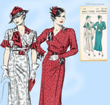 New York 195: 1930s Uncut Misses Street Dress Sz 36 B Vintage Sewing Pattern