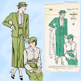 New York 200: 1930s Uncut Misses Dress & Jacket Sz 32 B Vintage Sewing Pattern