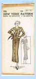 New York 206: 1930s Uncut Misses Slender Dress Sz 36 B Vintage Sewing Pattern