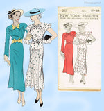 New York 207: 1930s Uncut Misses Afternoon Dress 38 B Vintage Sewing Pattern