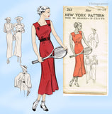 New York 243: 1930s Uncut Misses Sporty Sun Dress 34 B Vintage Sewing Pattern