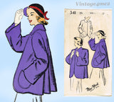 New York 341: 1950s Uncut Misses Swing Coat Sz 35 B Vintage Sewing Pattern