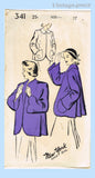 New York 341: 1950s Uncut Misses Swing Coat Sz 35 B Vintage Sewing Pattern