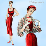 New York 4: 1950s Rare Uncut Designer Sun Dress Sz 34 B Vintage Sewing Pattern