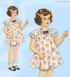 1930s Vintage New York Sewing Pattern 4044 Darling Toddler Girls Dress Size 4