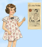 1930s Vintage New York Sewing Pattern 4044 Darling Toddler Girls Dress Size 4