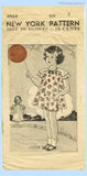 1930s Vintage New York Sewing Pattern 4044 Darling Toddler Girls Dress Size 4